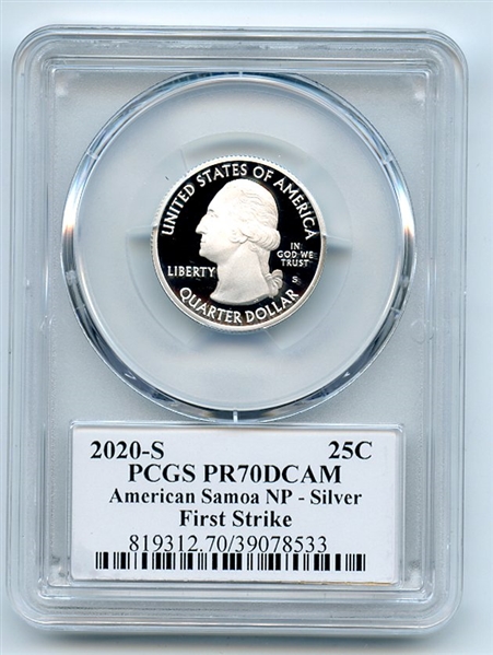 2020 S 25C Silver American Samoa Quarter PCGS PR70DCAM FS Leonard Buckley