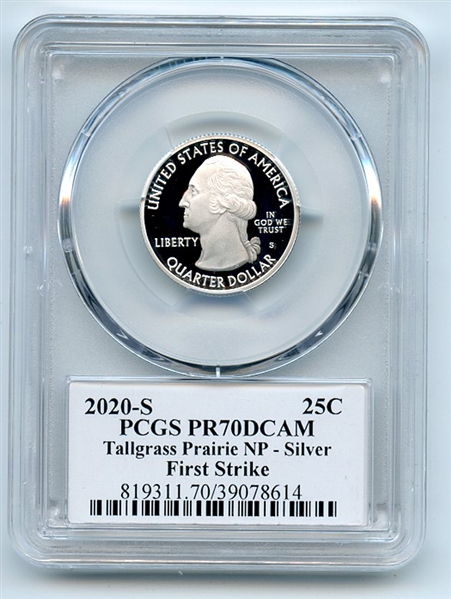 2020 S 25C Silver Tallgrass Prairie Quarter PCGS PR70DCAM FS Leonard Buckley