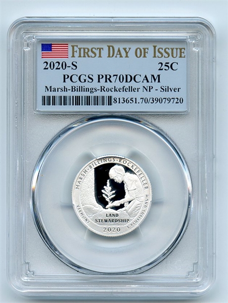 2020 S 25C Silver Marsh Rockefeller Quarter PCGS PR70DCAM First Day of Issue