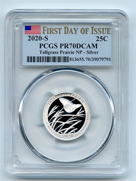 2020 S 25C Silver Tallgrass Prairie Quarter PCGS PR70DCAM First Day of Issue