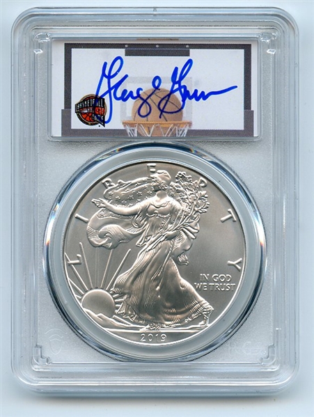 2019 $1 American Silver Eagle Dollar 1oz PCGS MS70 FS George Gervin