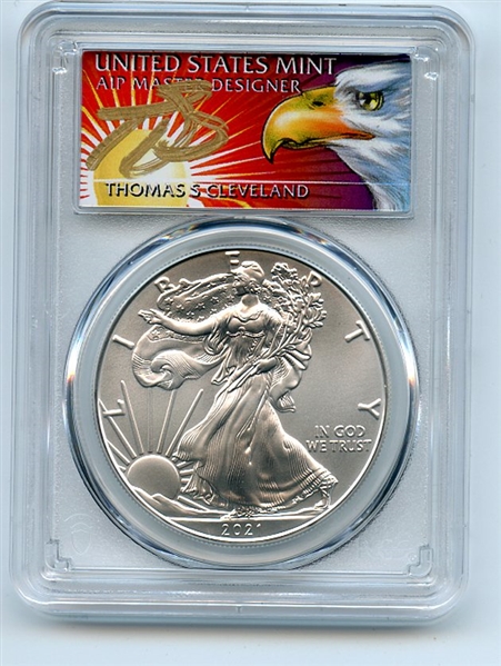 2021 $1 American Silver Eagle 1oz PCGS MS70 FS 1 of 1000 Thomas Cleveland Eagle