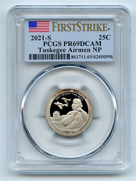 2021 S 25C Clad Tuskegee Airmen Quarter PCGS PR69DCAM First Strike