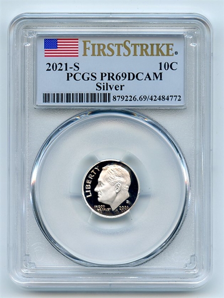 2021 S 10C Silver Roosevelt Dime PCGS PR69DCAM First Strike