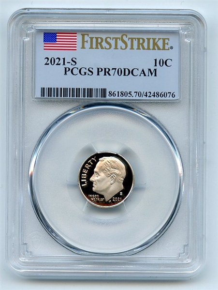 2021 S 10C Clad Roosevelt Dime PCGS PR70DCAM First Strike
