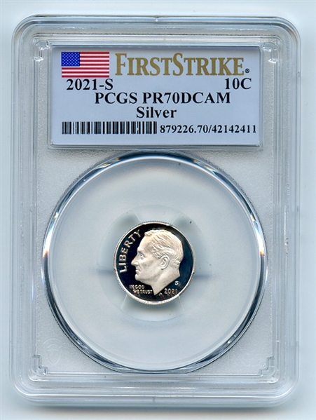 2021 S 10C Silver Roosevelt Dime PCGS PR70DCAM First Strike