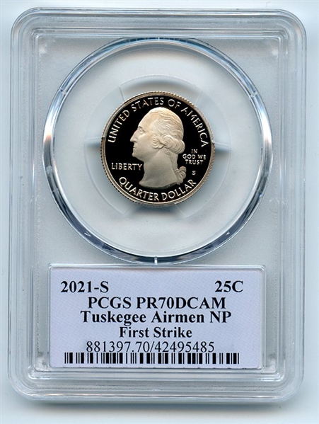 2021 S 25C Clad Tuskegee Airmen Quarter PCGS PR70DCAM FS Cleveland Native