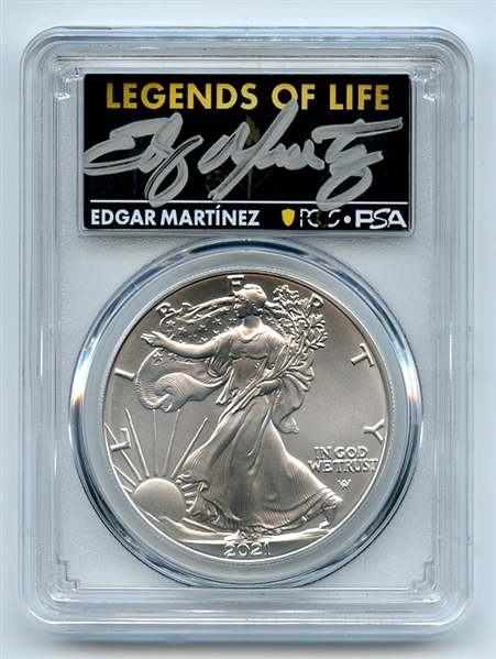 2021 $1 American Silver Eagle Type 2 PCGS PSA MS70 Legends Life Edgar Martinez