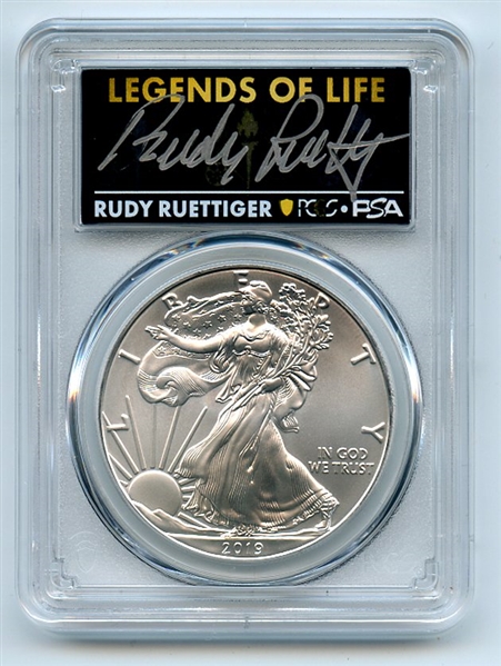 2019 $1 American Silver Eagle PCGS PSA MS70 Legends of Life Rudy Ruettiger