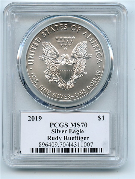 2019 $1 American Silver Eagle PCGS PSA MS70 Legends of Life Rudy Ruettiger