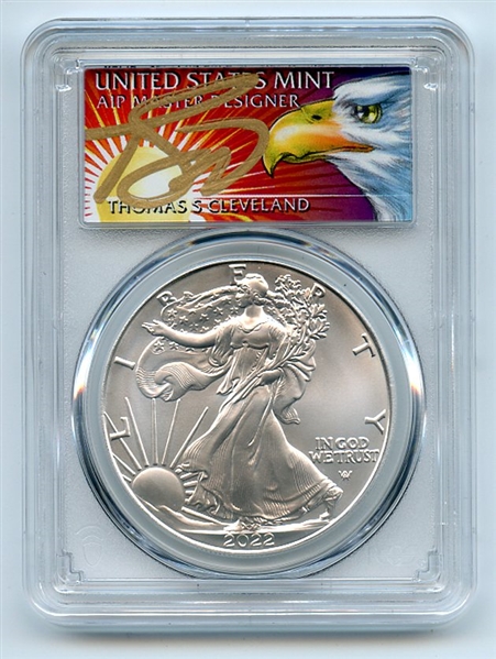 2022 $1 American Silver Eagle 1oz Dollar PCGS MS70 FDOI Thomas Cleveland Eagle