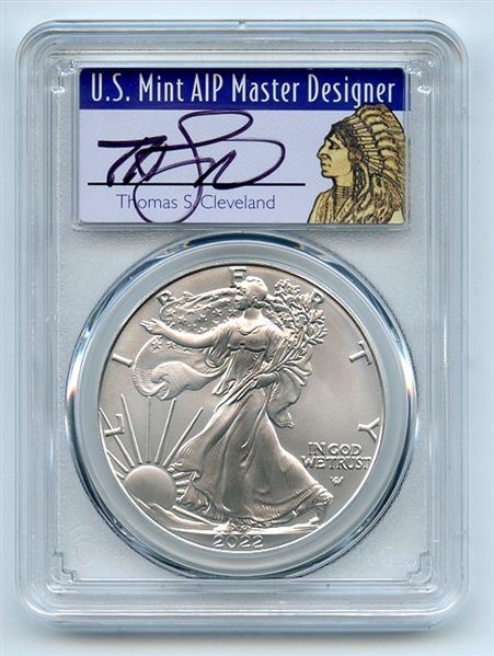 2022 $1 American Silver Eagle 1oz PCGS MS70 FS 1 of 500 Thomas Cleveland Native