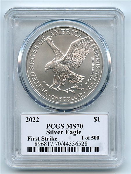2022 $1 American Silver Eagle 1oz PCGS MS70 FS 1 of 500 Thomas Leonard Buckley