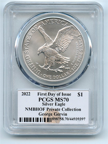 2022 $1 American Silver Eagle 1oz PCGS MS70 First Day of Issue FDI George Gervin