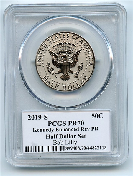 2019 S 50C Kennedy Enhanced Reverse Proof PCGS PR70 Legends of Life Bob Lilly