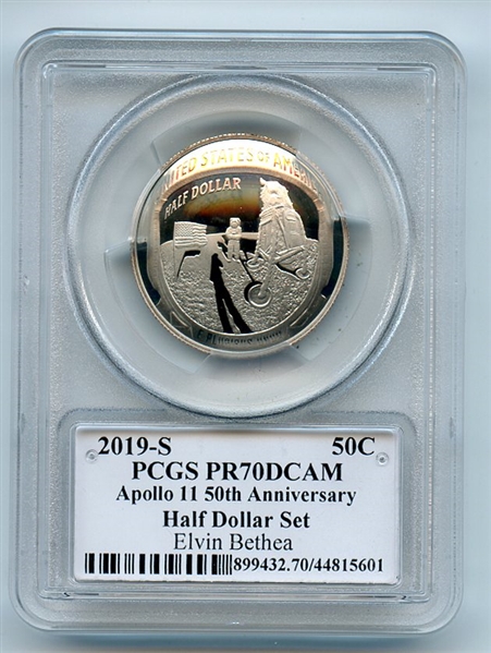 2019 S 50C Apollo 11 Commemorative PCGS PR70DCAM Legends of Life Elvin Bethea