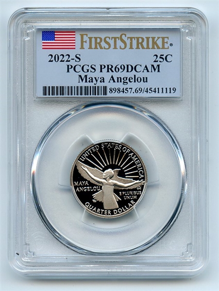 2022 S 25C Clad Maya Angelo Quarter PCGS PR69DCAM First Strike