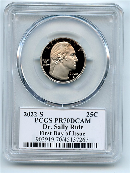 2022 S 25C Clad Dr. Sally Ride Quarter PCGS PR70DCAM FDOI Thomas Cleveland Eagle
