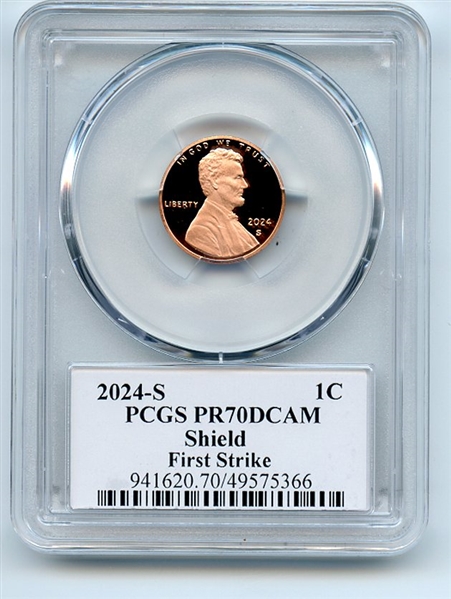 2024 S 1C Lincoln Cent PCGS PR70DCAM First Strike Thomas Cleveland Arrows