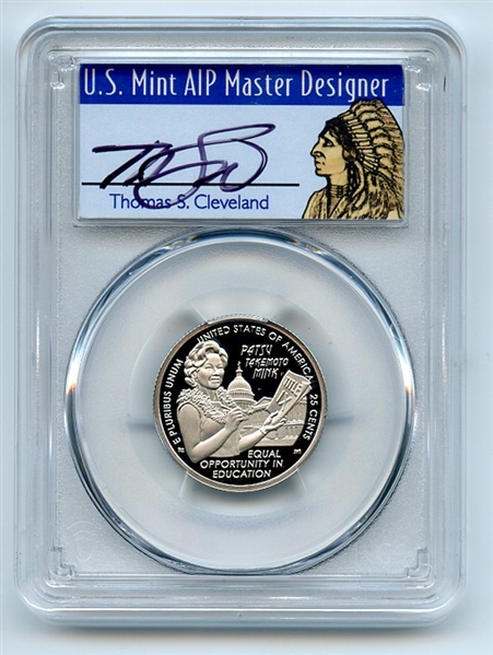 2024 S 25C Clad Patsy Takemoto Mink Quarter PCGS PR70DCAM FDOI Cleveland Native