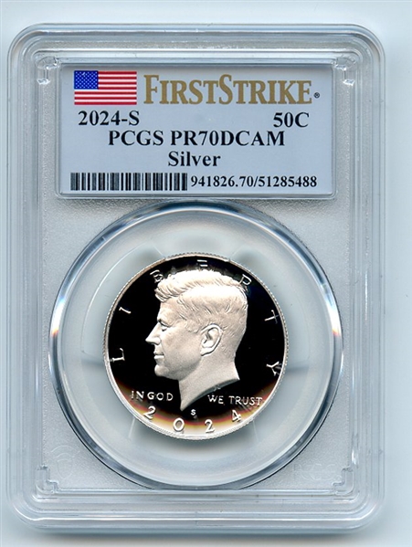 2024 S 50C Silver Kennedy Half Dollar PCGS PR70DCAM First Strike