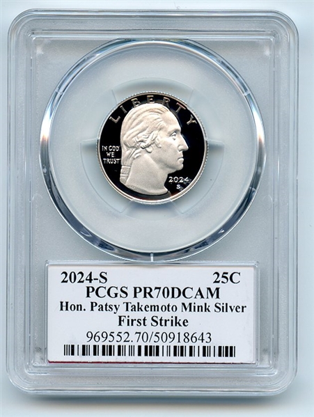 2024 S 25C Silver Rev. Dr. Pauli Murry Quarter PCGS PR70DCAM FS Cleveland Arrows