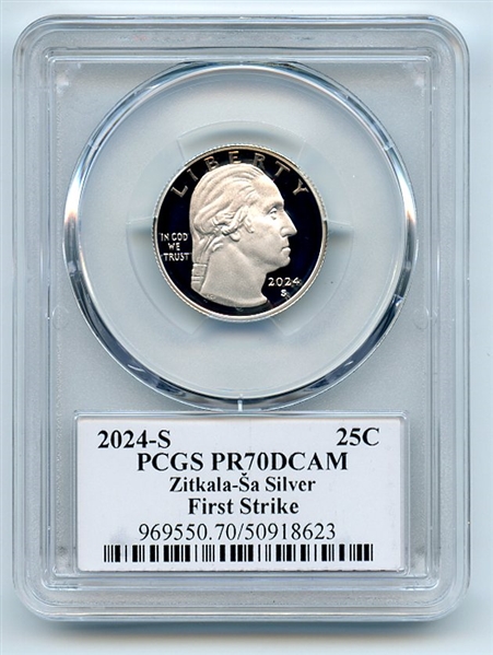 2024 S 25C Silver Zitkala-Sa Quarter PCGS PR70DCAM FS Cleveland Arrows