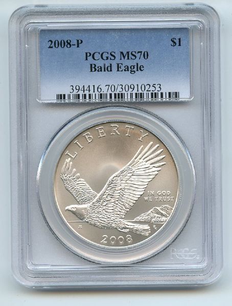 2008 P $1 Bald Eagle Silver Commemorative Dollar PCGS MS70