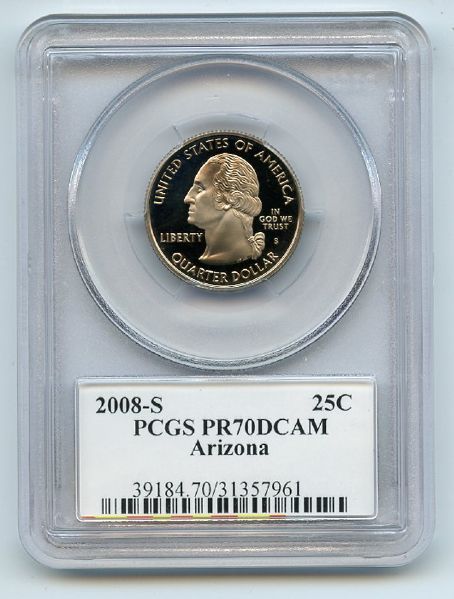 2008 S 25C Clad Arizona Quarter PCGS PR70DCAM