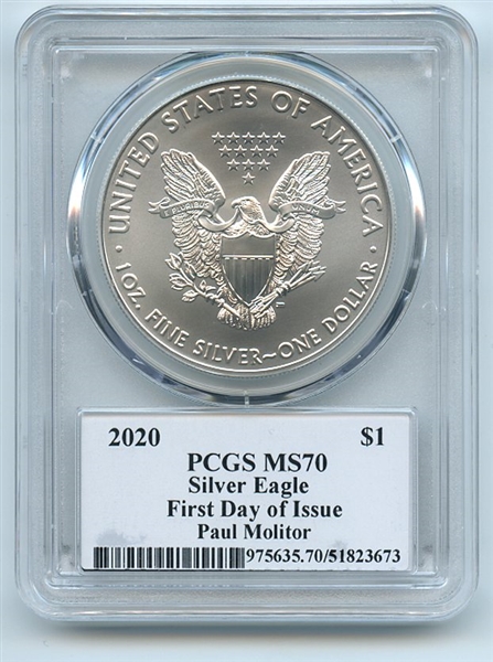 2020 $1 American Silver Eagle PCGS MS70 FDOI Legends of Life Paul Molitor