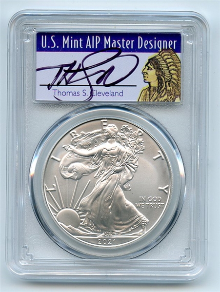 2021 $1 Silver Eagle T1 Last Day Production PCGS MS70 Thomas Cleveland Native