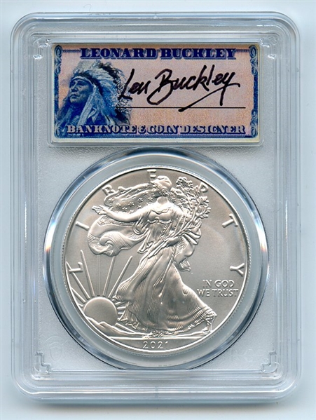 2021 $1 Silver Eagle T1 Last Day Production PCGS MS70 Leonard Buckley