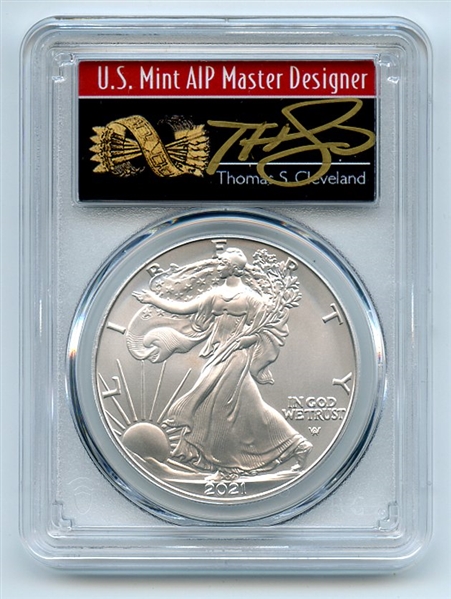 2021 $1 Silver Eagle T2 First Production PCGS MS70 Thomas Cleveland Arrows