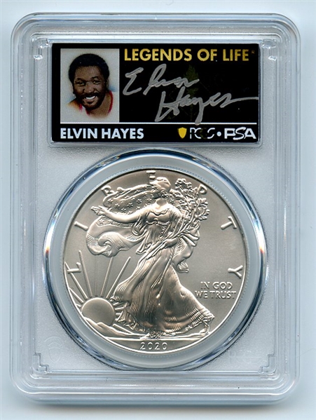 2020 $1 American Silver Eagle 1oz PCGS MS70 FS Legends of Life Elvin Hayes