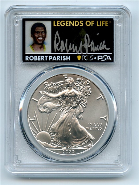 2020 $1 American Silver Eagle 1oz PCGS MS70 FS Legends of Life Robert Parish