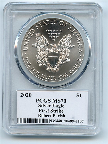 2020 $1 American Silver Eagle 1oz PCGS MS70 FS Legends of Life Robert Parish
