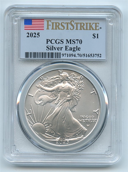 2025 $1 American Silver Eagle Dollar PCGS MS70 First Strike
