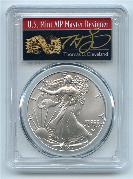 2025 $1 American Silver Eagle PCGS MS70 FS Thomas Cleveland Arrows 1 of 500
