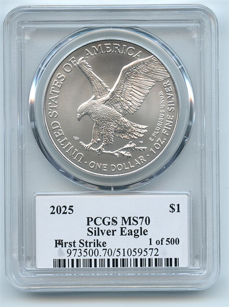 2025 $1 American Silver Eagle PCGS MS70 FS Thomas Cleveland Eagle 1 of 500