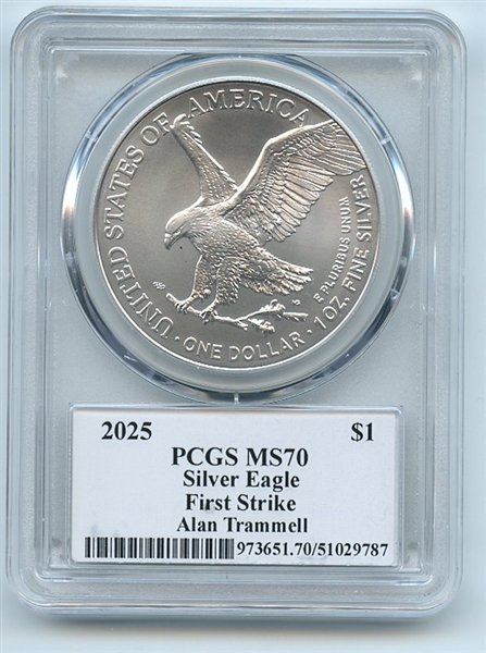 2025 $1 American Silver Eagle 1oz PCGS MS70 FS Legends of Life Alan Trammell