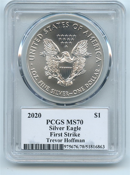 2020 $1 American Silver Eagle PCGS MS70 FS Legends of Life Trevor Hoffman