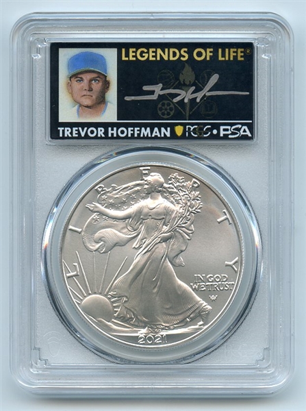 2021 $1 Silver Eagle T2 First Production PCGS MS70 Legends Life Trevor Hoffman