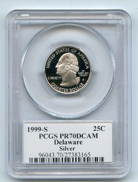 1999 S 25C Silver Delaware Quarter PCGS PR70DCAM