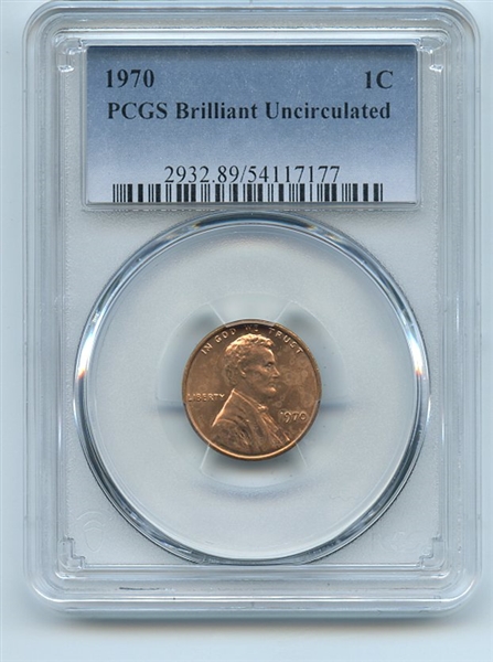 1970 1C Lincoln Cent PCGS Brilliant Uncirculated BU