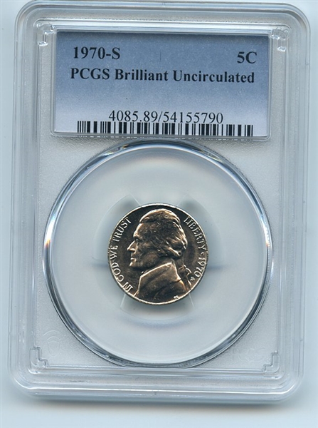 1970 S 5C Jefferson Nickel PCGS Brilliant Uncirculated BU