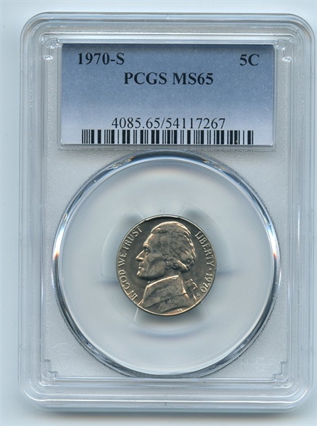 1970 S 5C Jefferson Nickel PCGS MS65