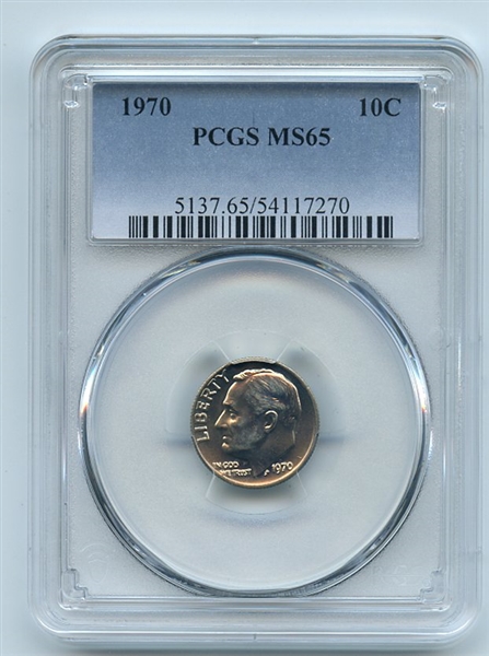 1970 10C Roosevelt Dime PCGS MS65