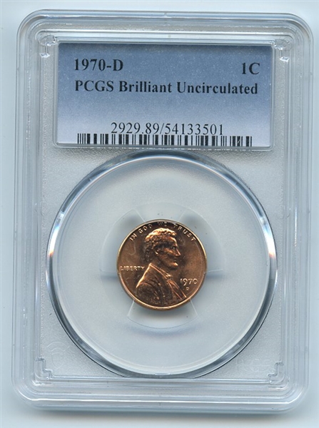 1970 D 1C Lincoln Cent PCGS Brilliant Uncirculated BU