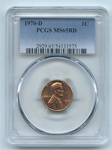 1970 D 1C Lincoln Cent PCGS MS65