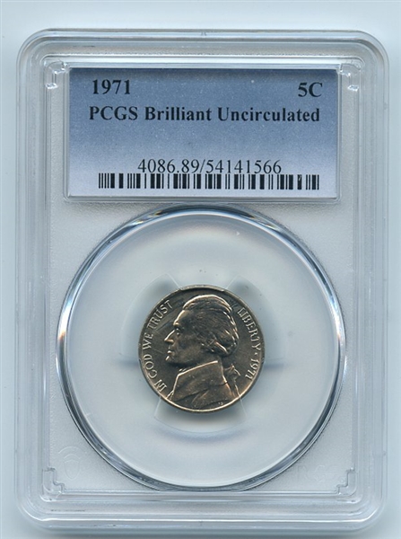 1971 5C Jefferson Nickel PCGS Brilliant Uncirculated BU